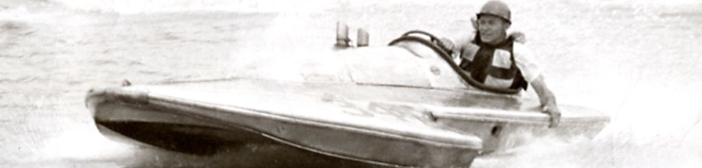 Lyman Leavitt in race boat