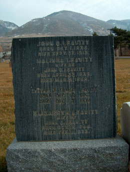 John Q Leavitt Head Stone